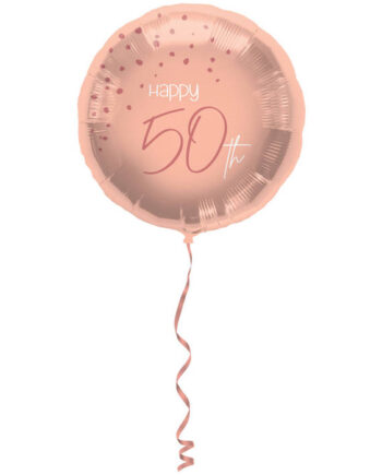 Rosa "Happy 50th" Folieballon – Festlig Dekoration til Fødselsdag