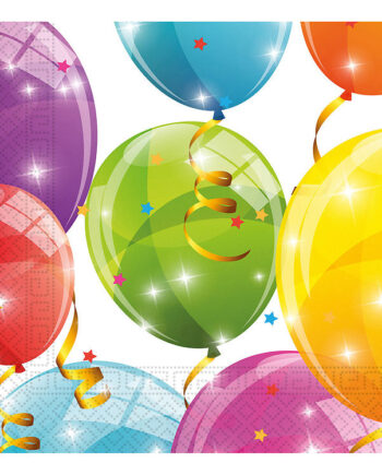 Glitrende Ballonservietter til Fest – 33x33 cm