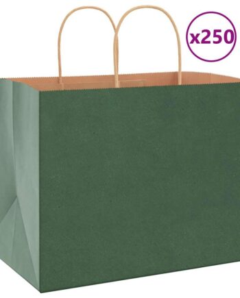 Bæredygtige Grønne Papirposer med Håndtag – 250 Stk Tilbud!
