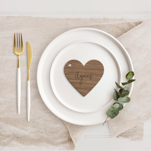 Fineret Valnød Bordkort Hjerte - Woodenfactory 588477984