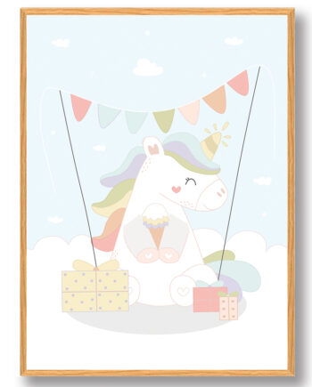 Blå Enhjørning Fødselsdag Plakat - Plakatdyr.dk 588477984