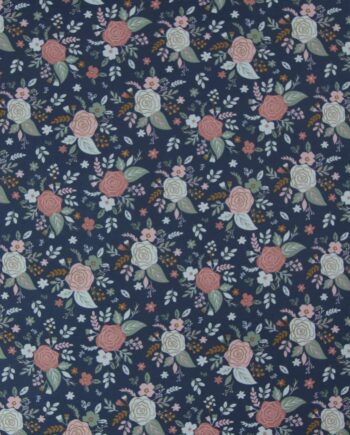 Garden Party Blomster Mørkeblå Patchwork 100 Bomuld - Stofmoellen.dk 588477984