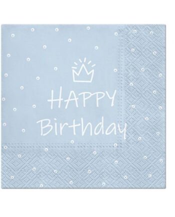 Servietter & Happy Birthdayamp Lys Blå Stk - Godan 588477984  - 5906360517576